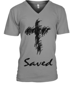 Saved Cross Mens V-Neck